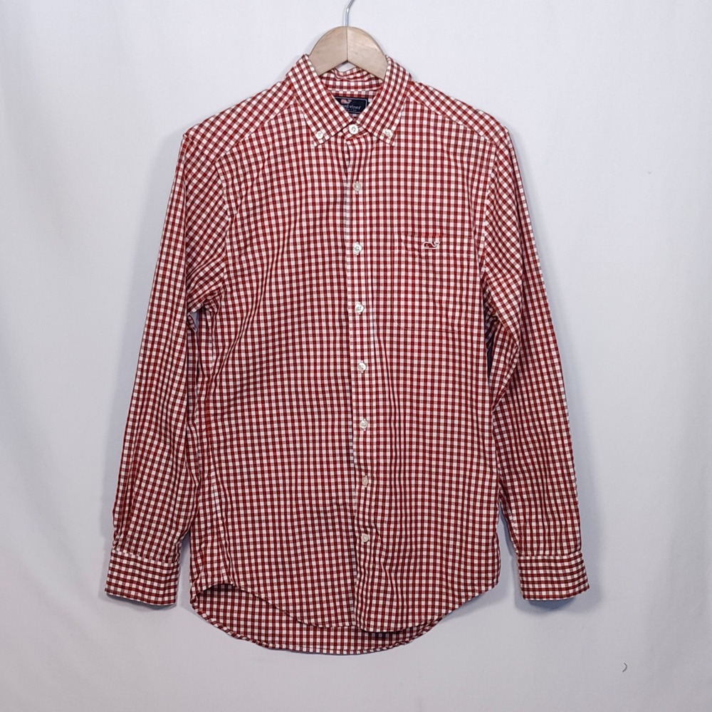 Vineyard Vines Shirt Button Down Men's Small Gingham Slim Fit Tucker Long Sleeve